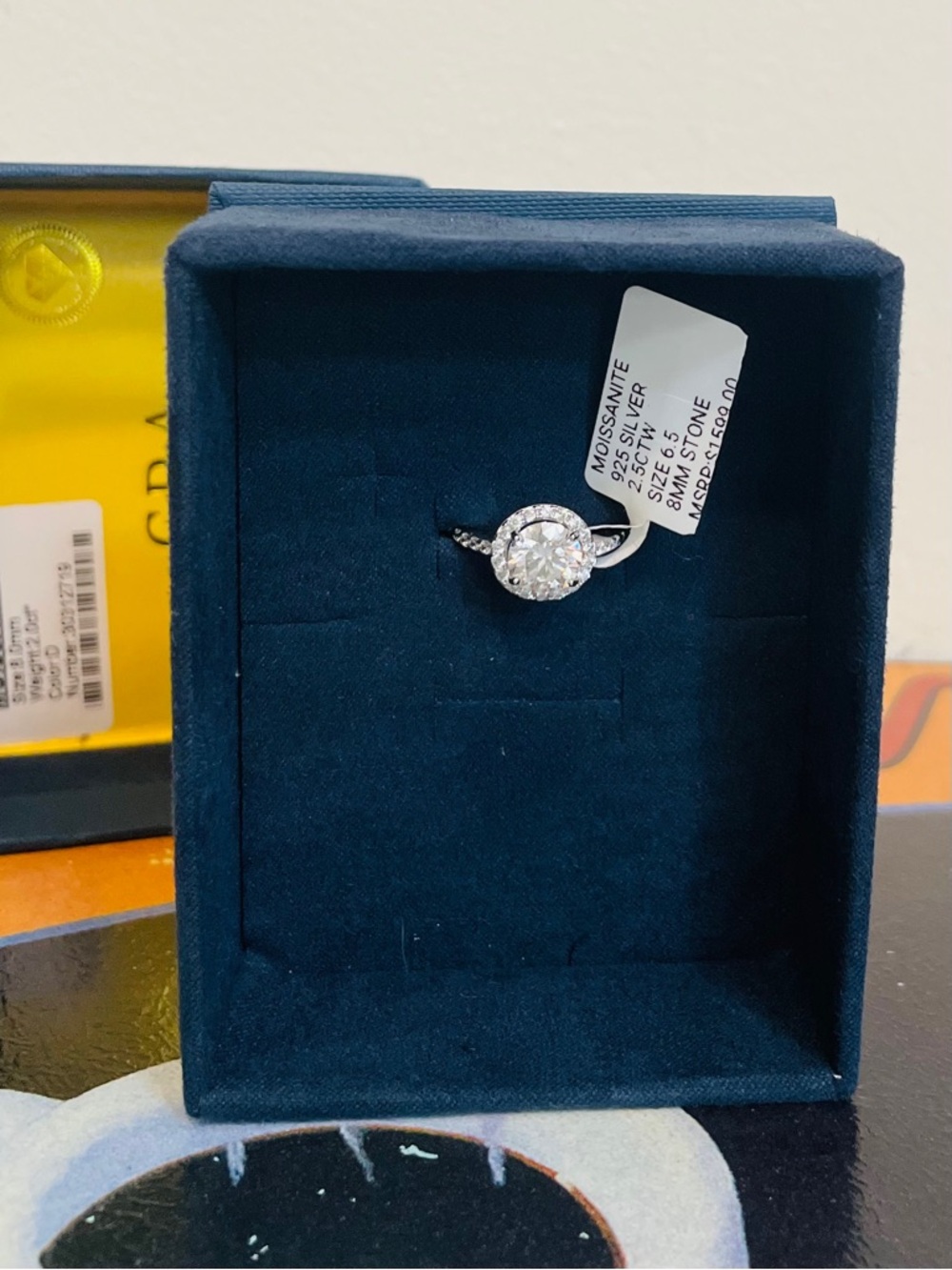 2.5 Carat Moissanite Halo Sterling Silver Engagement Ring with GRA NWT Gift Box - Picture 2 of 10